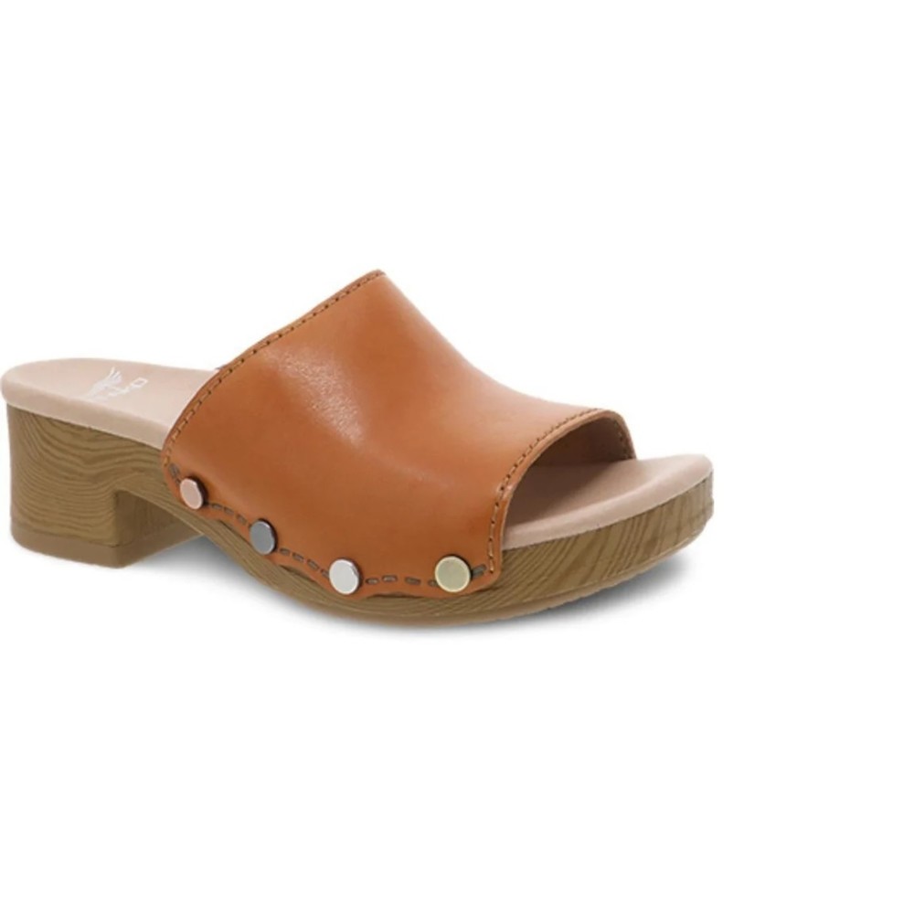Dansko Tan Leather Open-Toe Clog Sandal